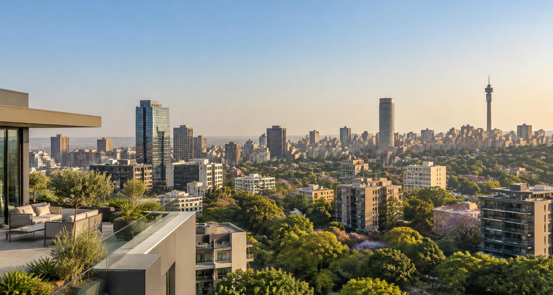 Johannesburg skyline and green neighbourhoods